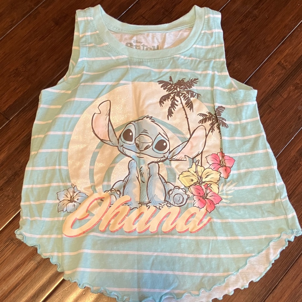 Disney Kids Light Blue Stitch Ohana Tank Top